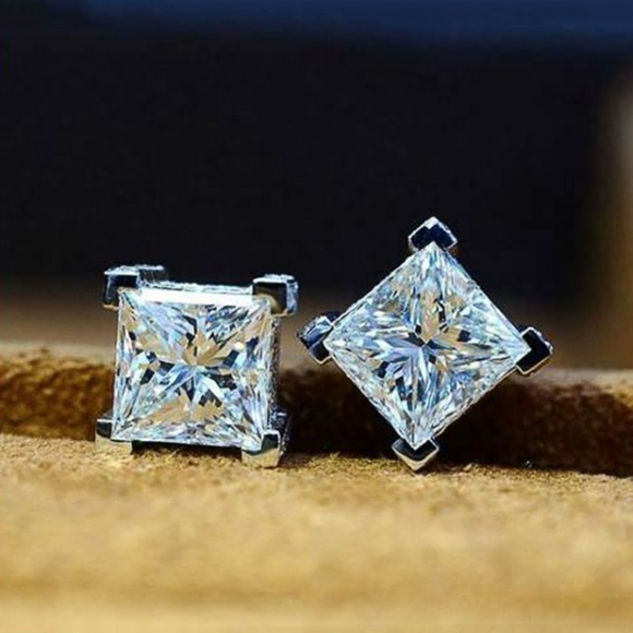 3Ct Square Open Gallery Full 3D Iced Prongs Incrusted Open Bridge Setting Cut - Picture 4 of 5